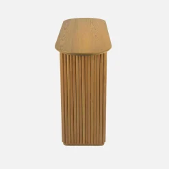 Ovale Konsole aus Heveaholz mit Eichenfurnier