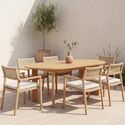 Ovaler Gartentisch aus Akazienholz 200cm für 6 Personen