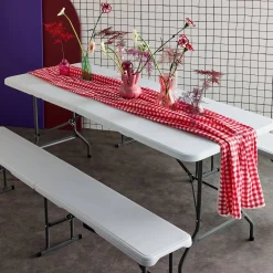 Partytisch + Bänke zusammenklappbar, Kunststoff