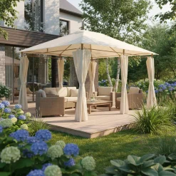 Pavillon 3 x 4 m mit Vorhängen