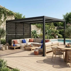 Pergola mit Lamellendach Palace 3x4m + 3 Lamellenwände 100cm