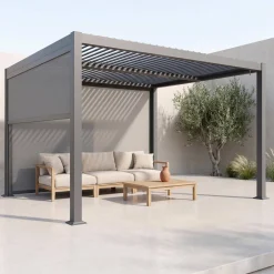 Pergola mit Lamellendach Palace 3x3m + Markise 3m