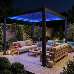 Pergola mit motorisiertem Lamellendach und LED-Beleuchtung Triomphe 3x3m