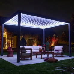 Pergola mit motorisiertem Lamellendach und LED-Beleuchtung Triomphe 3x4m