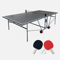 Premium-Indoor-Tischtennisplatte mit 2 Schlägern und 3 Bällen