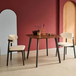 Quadratischer Esstisch im Holzlook mit schwarzen Metallbeinen für 4 Personen