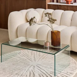 Rechteckiger Couchtisch aus gehärtetem Glas