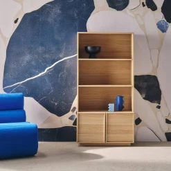 Regal Bücherregal Holzlook 2 Türen 5 Ebenen