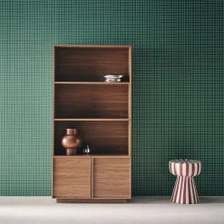 Regal Bücherregal Holzlook 2 Türen 5 Ebenen