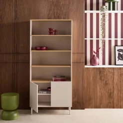 Regal, Bücherregal Metall und Holzdekor mit 6 Ebenen B 80 cm