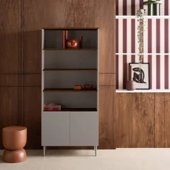 Regal, Bücherregal Metall und Holzdekor mit 6 Ebenen B 80 cm