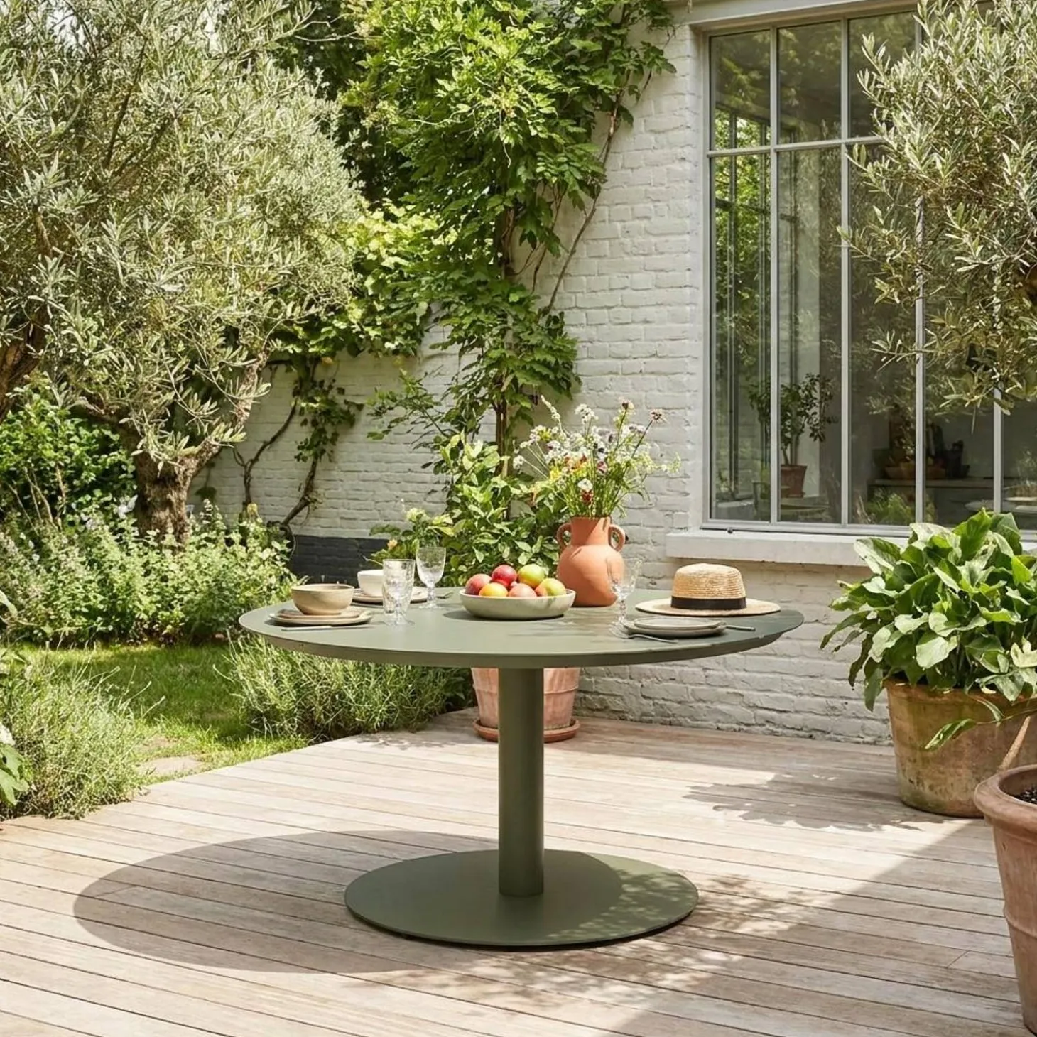 Runder Aluminium-Gartentisch Ø140cm für 6 Personen