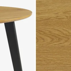 Runder Esstisch im Holzlook mit schwarzen Metallbeinen für 4 Personen