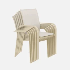 Runder Gartentisch Ø140cm + 6 Sessel aus Aluminium