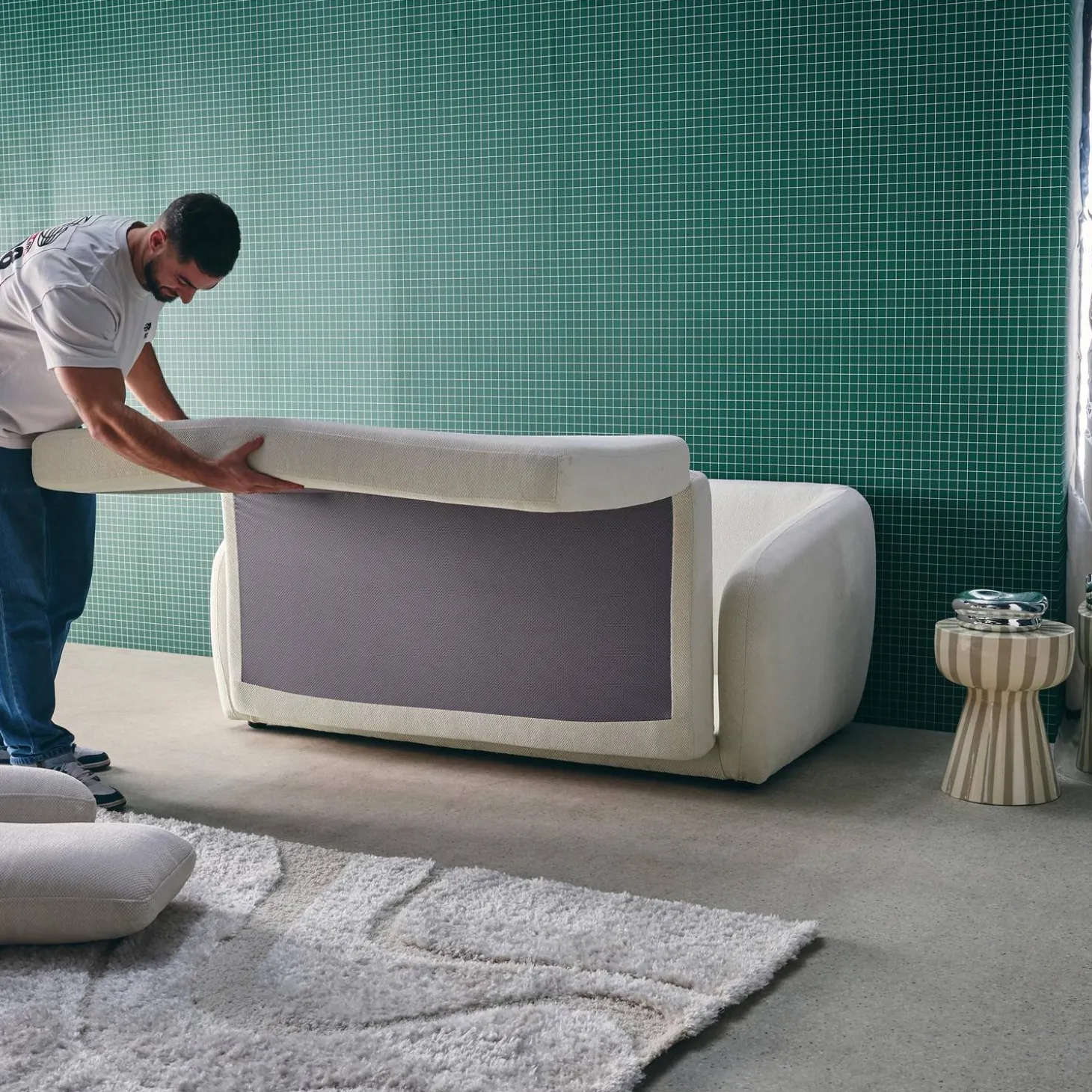 Schlafsofa 2 Plätze Chenille-Stoff