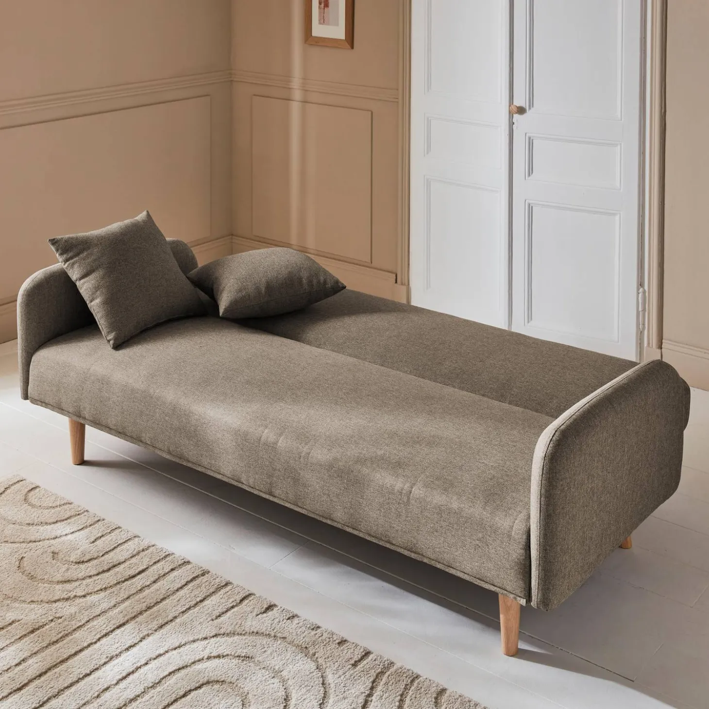 Schlafsofa 2-3 Sitzer, Stoffbezug, Füße aus Hevea-Holz
