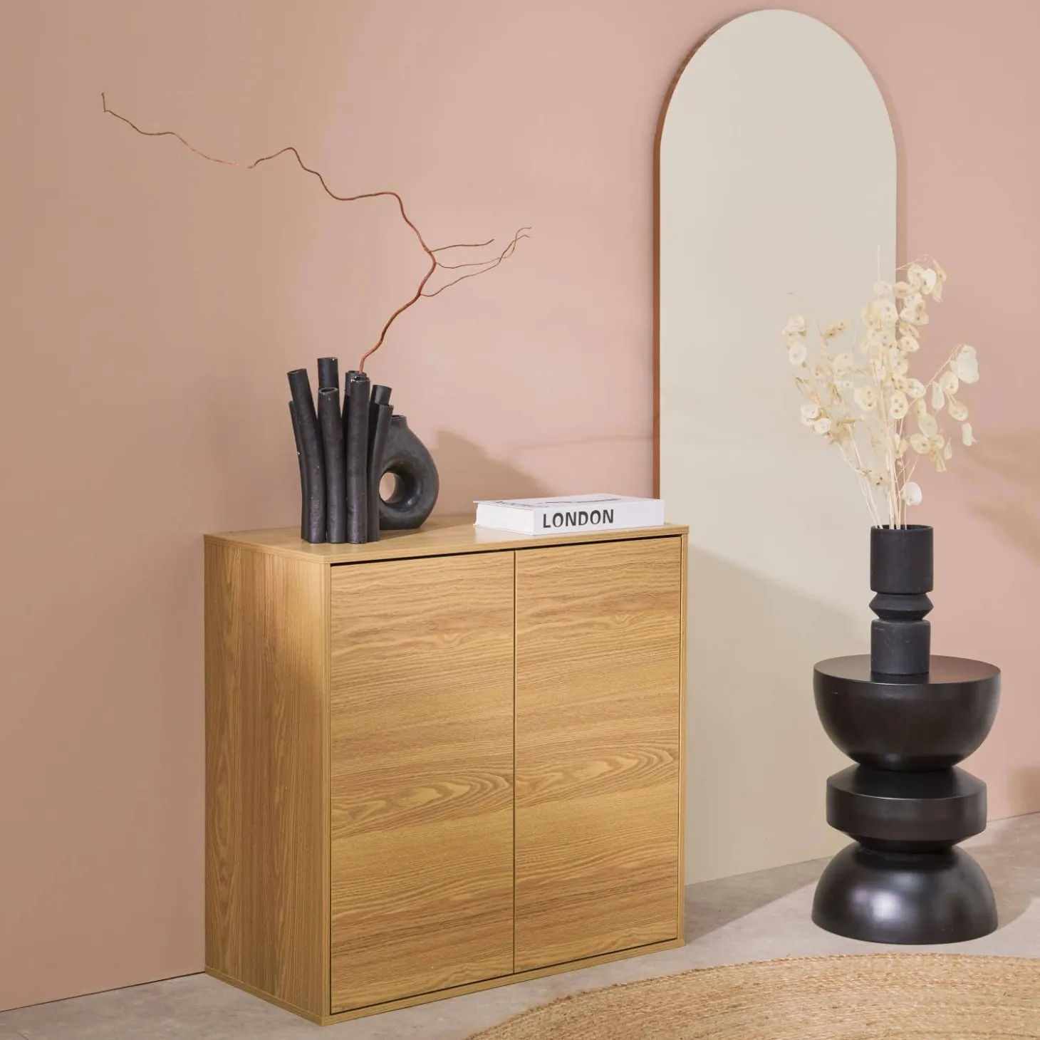 Schrank Aufbewahrungsmodul Holzdekor 2 Türen 70cm