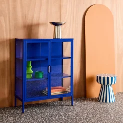 Schrank aus Stahl und gehärtetem Glas, 2 Türen, 80 cm
