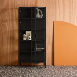 Schrank aus Stahl und gehärtetem Glas, 2 Türen, 180 cm