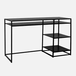 Schreibtisch aus schwarzem Metall mit 2 Ablagen 120 cm