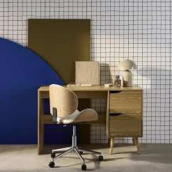 Schreibtisch mit 2 Schubladen mit Holzdekor