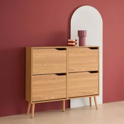 Schuhschrank Holzdekor 4 Klapptüren