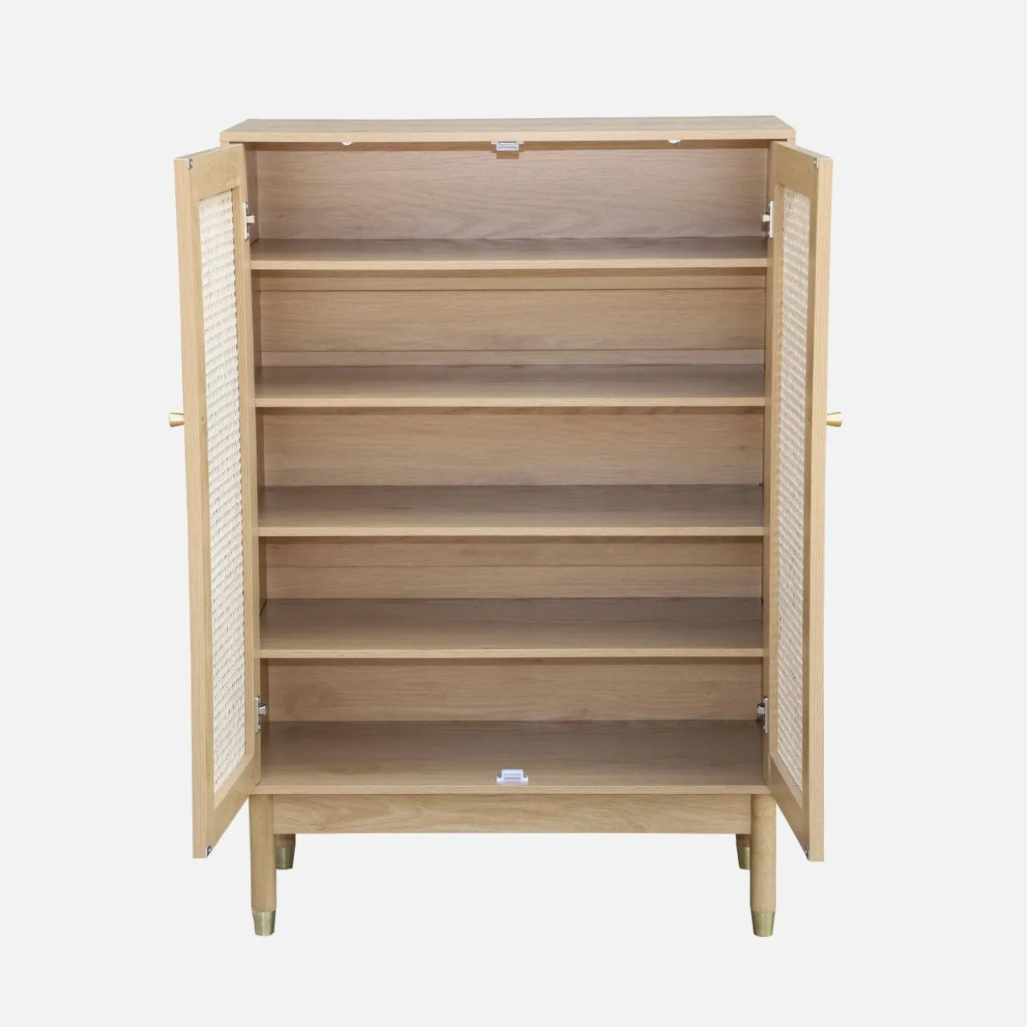 Schuhschrank / kleines Sideboard mit 2 Türen und Rattan-Geflecht
