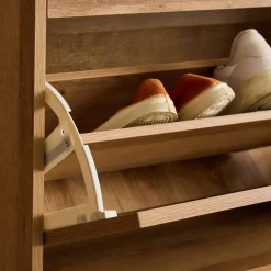Schuhschrank mit Rattan-Geflecht und 3 Klapptüren
