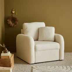 Sessel mit cremefarbenem Teddy Bouclé-Bezug