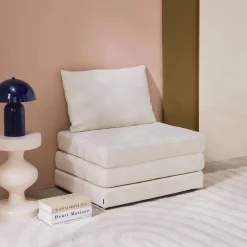 Sessel mit Schlaffunktion für 1 Person und Chenille-Bezug