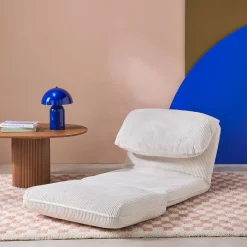 Sessel mit Schlaffunktion und breit geripptem Cordbezug