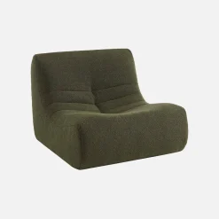 Sessel mit strukturiertem Bouclé-Bezug und Hocker