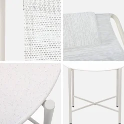 Set aus 2 Liegesesseln mit rundem Tisch aus Stahl