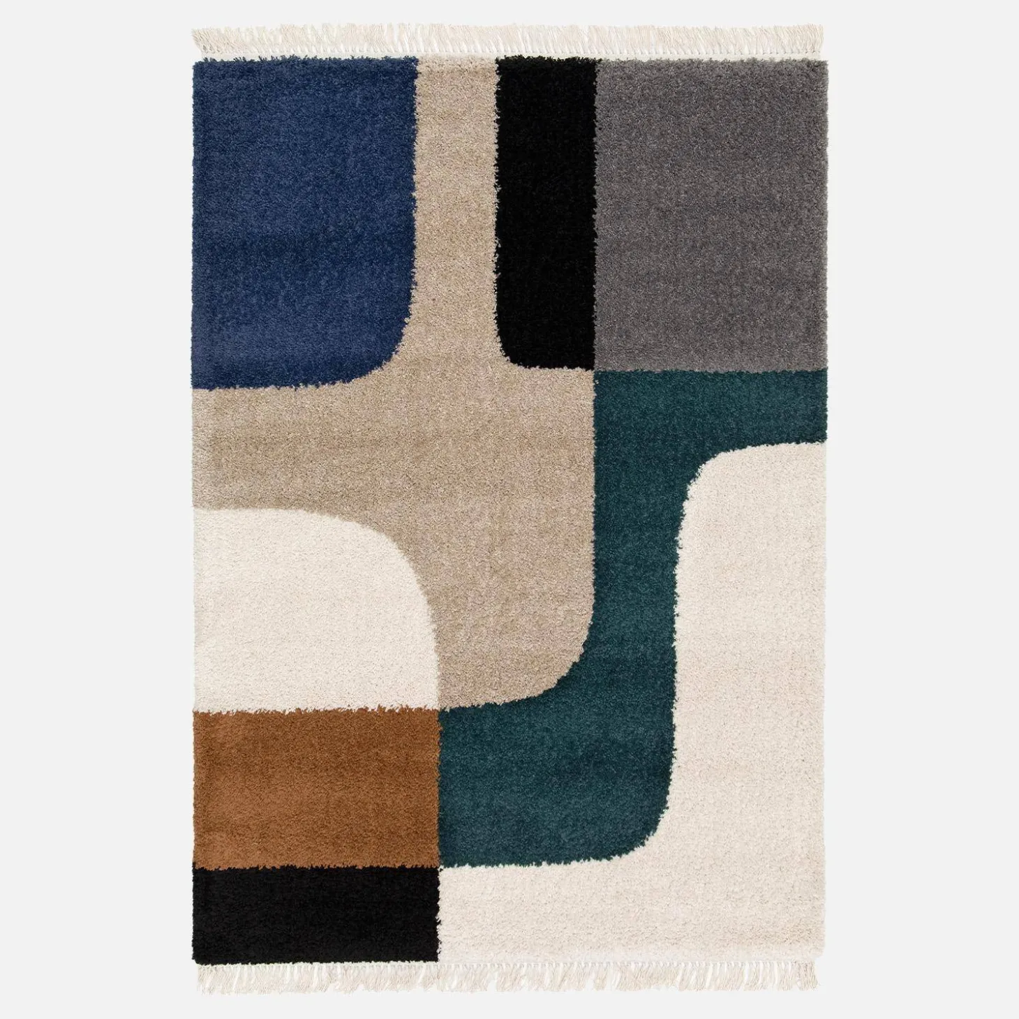 Shaggy-Innenteppich, geometrisches Muster, cremefarben