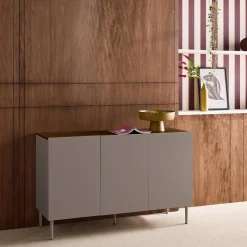 Sideboard aus Metall und Holzdekor, 3 Türen, B 120 cm