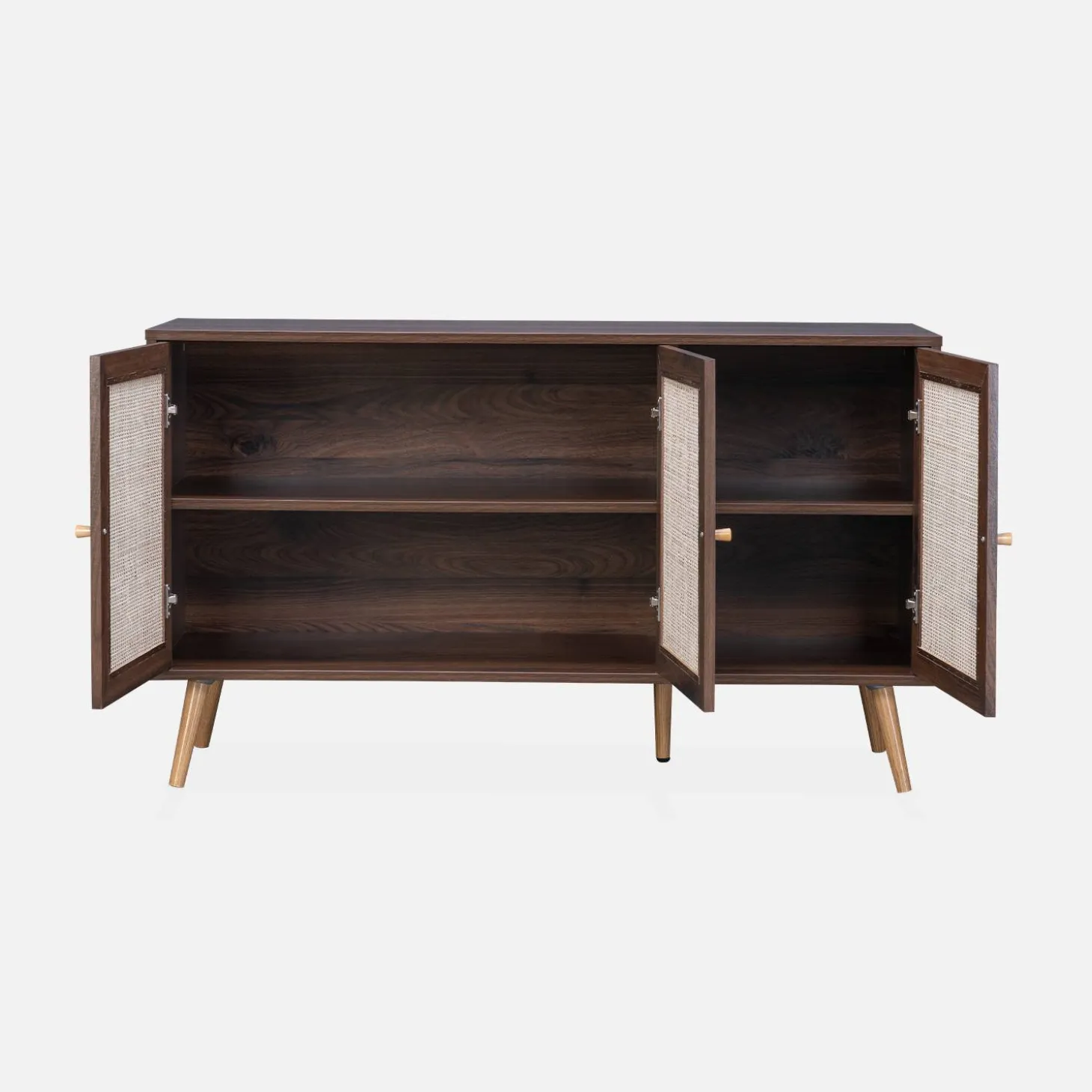 Sideboard mit Holzoptik und Rattan-Geflecht B 120 cm