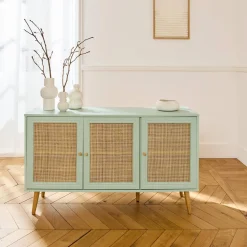 Sideboard mit Holzoptik und Rattan-Geflecht B 120 cm