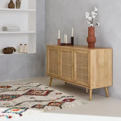 Sideboard mit Holzoptik und Rattan-Geflecht B 120 cm