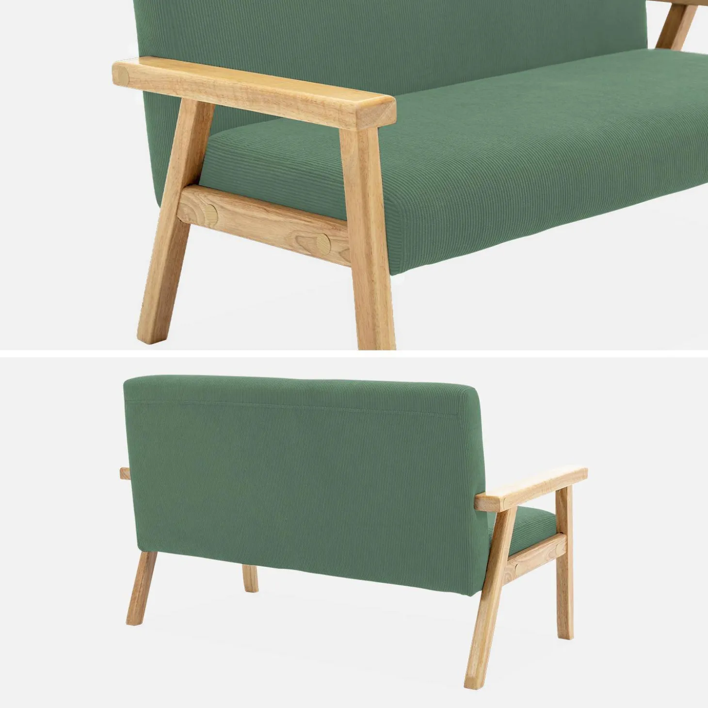 2-Sitzer Bank für Kinder Cord und Hevea-Holz