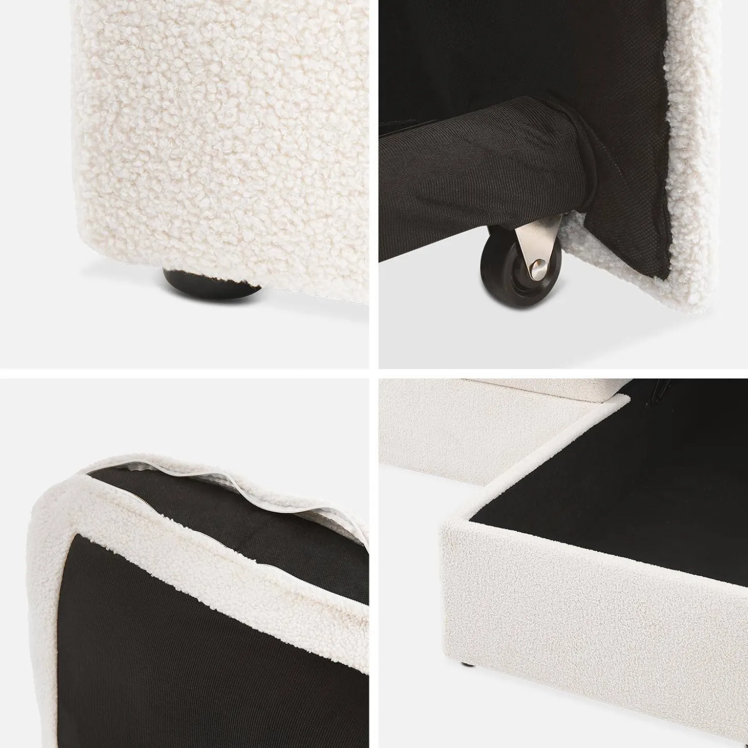 4-Sitzer Doppel-Ecksofa mit Bouclé-Bezug, Schlaffunktion und 2 Bettkästen