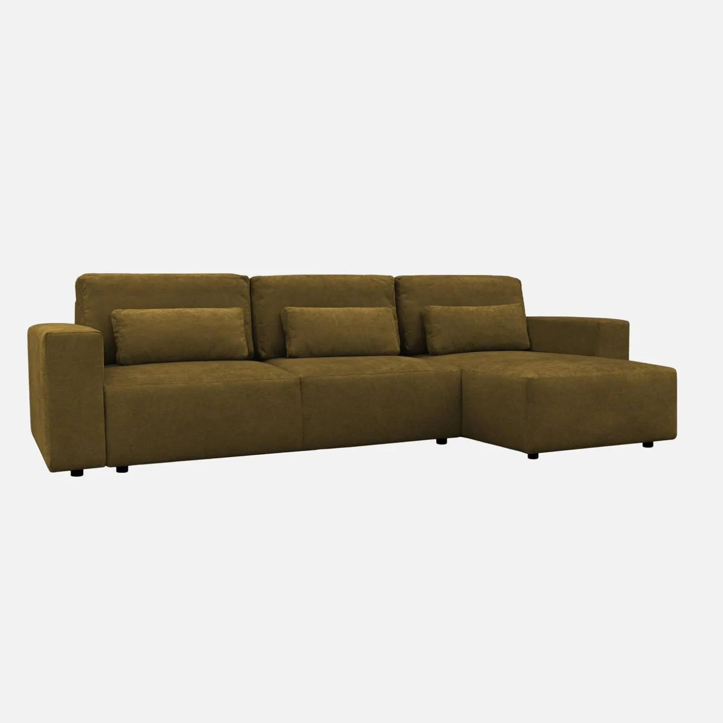 3-Sitzer Ecksofa mit Chenille-Bezug und Schlaffunktion, Recamiere beidseitig montierbar