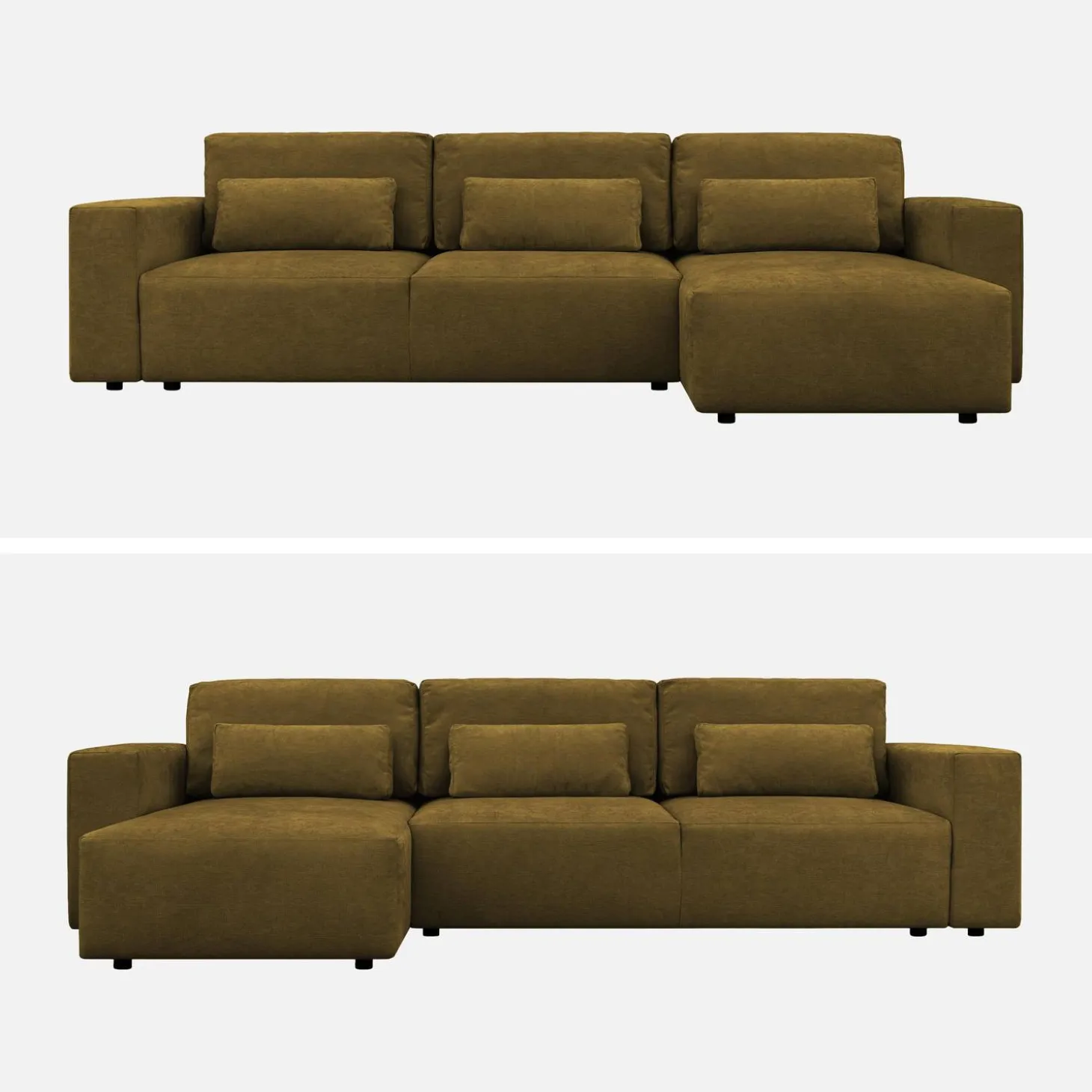 3-Sitzer Ecksofa mit Chenille-Bezug und Schlaffunktion, Recamiere beidseitig montierbar