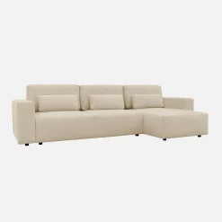 3-Sitzer Ecksofa mit Chenille-Bezug und Schlaffunktion, Recamiere beidseitig montierbar