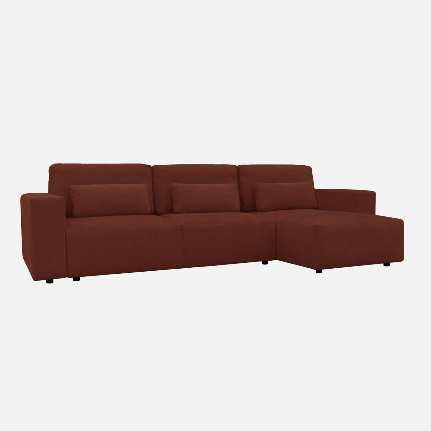 3-Sitzer Ecksofa mit Chenille-Bezug und Schlaffunktion, Recamiere beidseitig montierbar