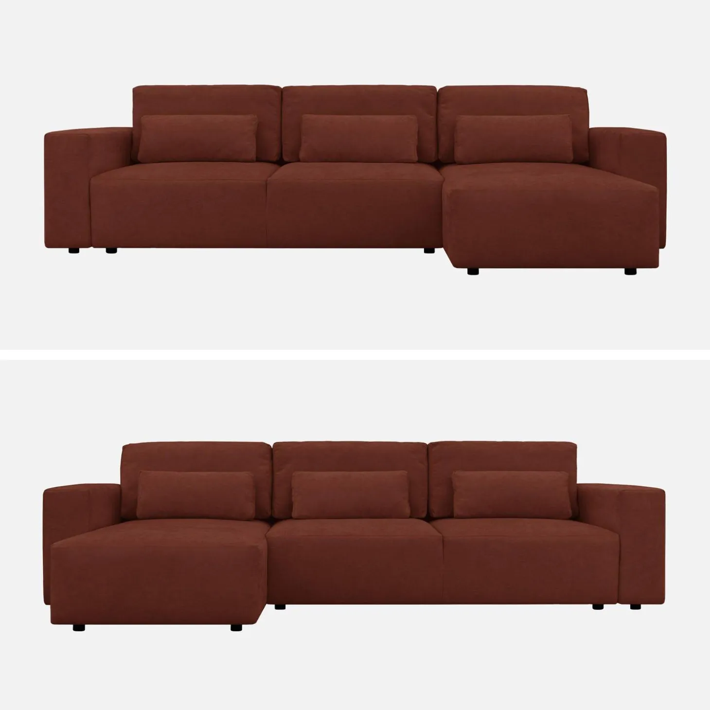 3-Sitzer Ecksofa mit Chenille-Bezug und Schlaffunktion, Recamiere beidseitig montierbar