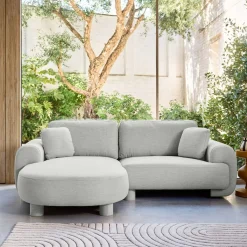 3-Sitzer Ecksofa mit Stoffbezug und runden Füßen, Recamiere links