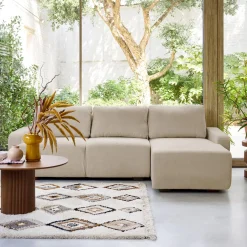 3-Sitzer Ecksofa Recamiere rechts mit Stoffbezug