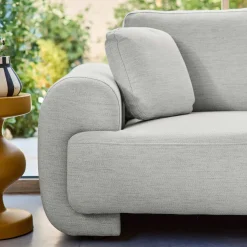 3-Sitzer Ecksofa Recamiere rechts mit Stoffbezug, runde Füße