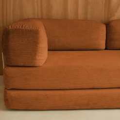 3-Sitzer-Schlafsofa im Vintage-Stil mit Cordbezug und verchromtem Außengestell