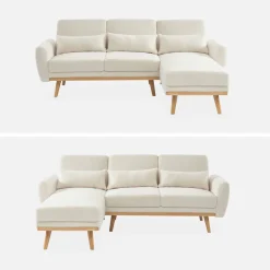 3-Sitzer Schlafsofa mit Bouclé-Bezug und beidseitig montierbarer Recamiere